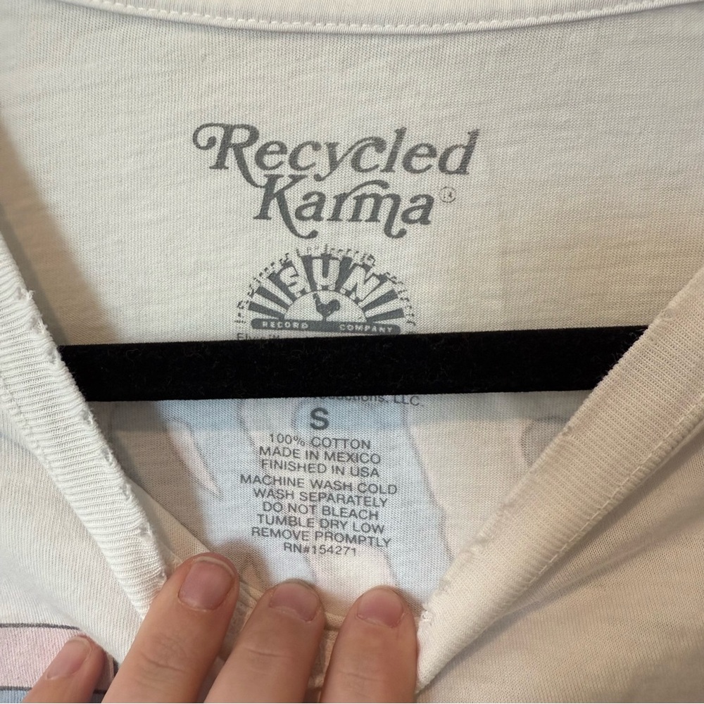 Recycled Karma White Elvis Graphic T-Shirt 100% Cotton Womens Size Small Band - Picture 3 of 10